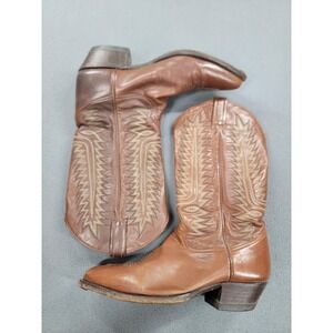 Tony Lama Boots Mens Size 9D Brown Western Cowboy Leather USA Pointed Toe H7582